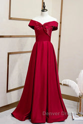 A-Line Off The Shoulder Prom Dresses Pure Color Sexy Long